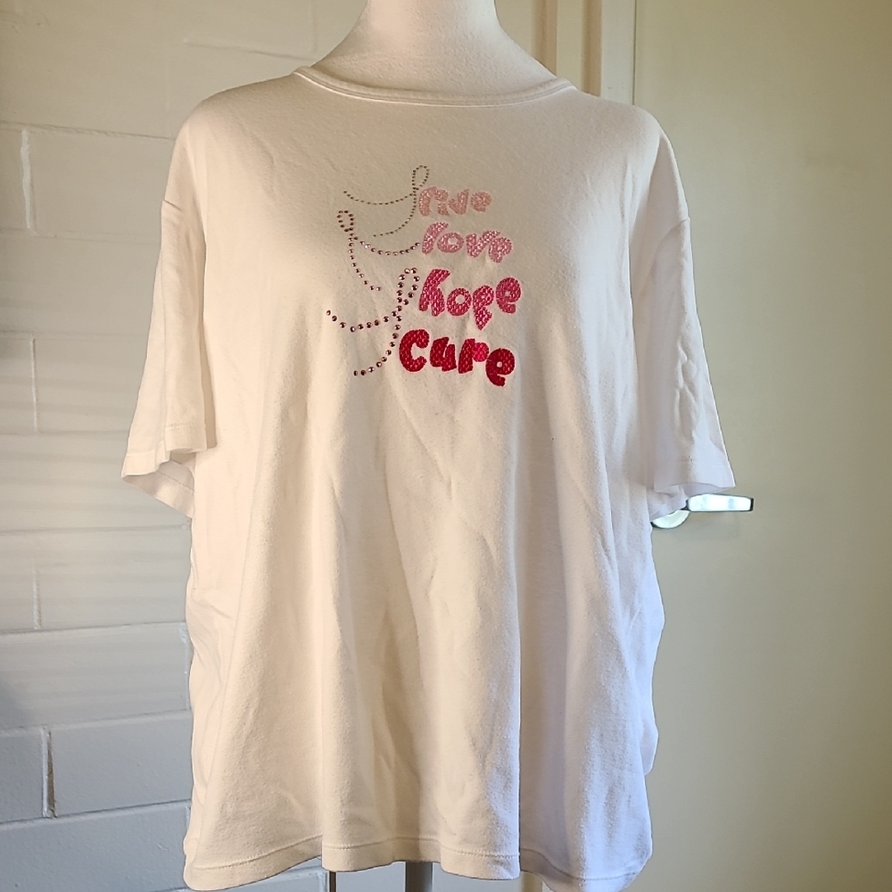 M & C Sportswear White Graphic Short Sleeve Tee Ladies Size XL Pre-Owned Summer